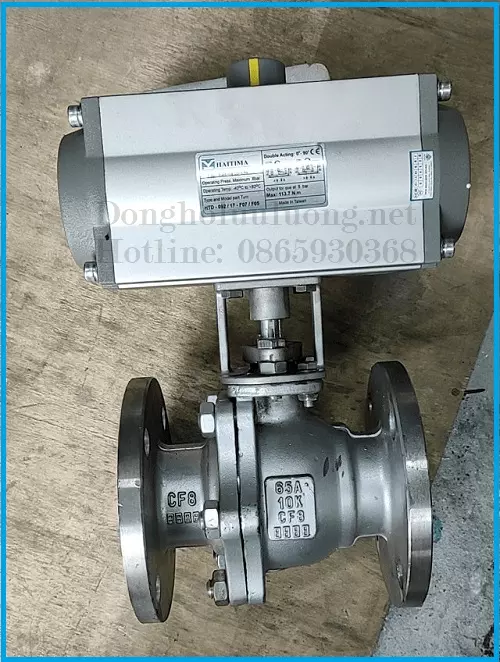 Van bi inox mặt bích điều khiển khí nén haitima