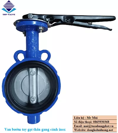 Van bướm thân gang cánh inox tay gạt