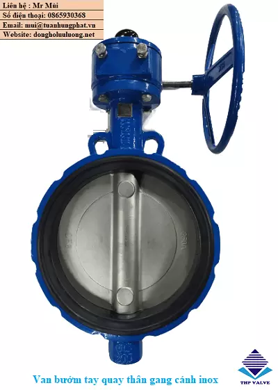 Van bướm thân gang cánh inox tay quay